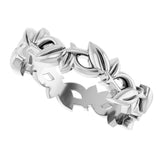 10K White Gold 4.5 mm Floral Pierced Band Size 7