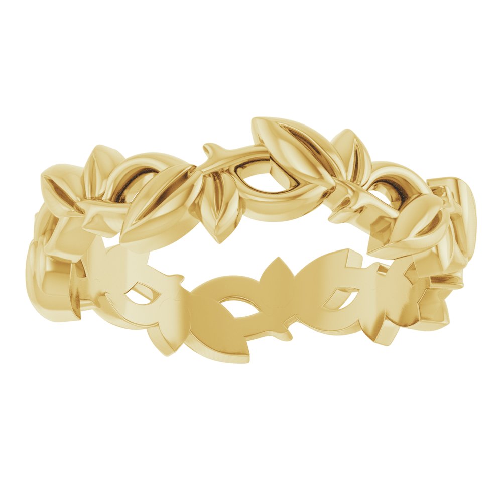 14K Yellow Gold 4.5 mm Floral Pierced Band Size 7