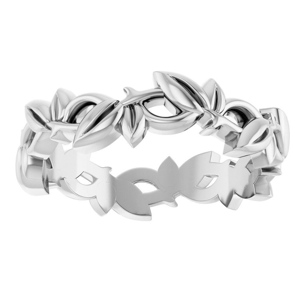 10K White Gold 4.5 mm Floral Pierced Band Size 7