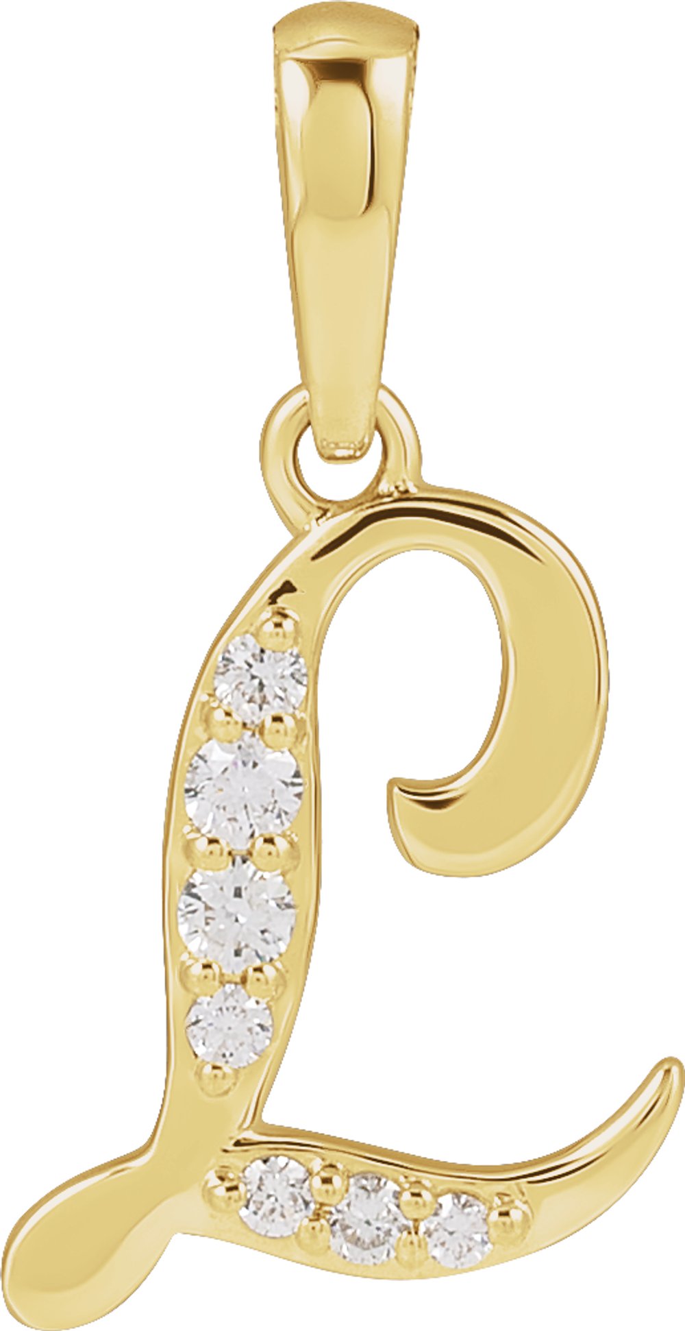 14K Yellow 1/10 CTW Natural Diamond Initial L Pendant