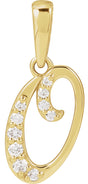 14K Yellow 1/10 CTW Natural Diamond Initial O Pendant