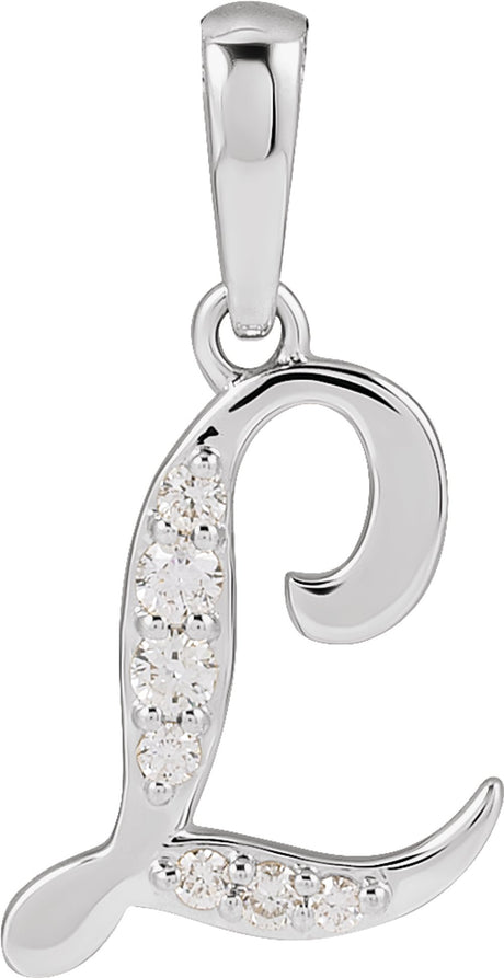 14K White Gold 1/10 CTW Natural Diamond Initial L Pendant