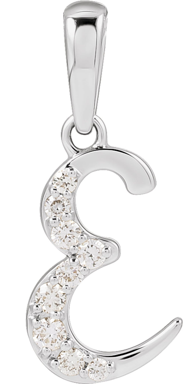 14K White 1/10 CTW Natural Diamond Initial E Pendant