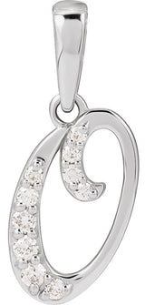 14K White 1/10 CTW Natural Diamond Initial O Pendant