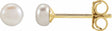 14K Yellow Gold 3.5-4 mm Cultured White Freshwater Button Pearl Earrings