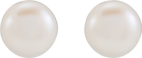 14K Yellow Cultured White Freshwater Pearl Earrings