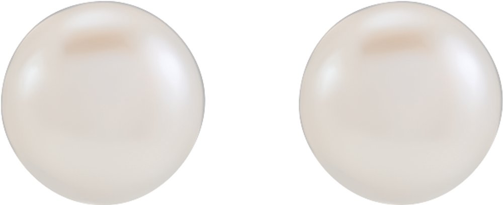14K Yellow Gold 3.5-4 mm Cultured White Freshwater Button Pearl Earrings
