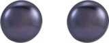 Sterling Silver 3.5-4 mm Cultured Black Freshwater Button Pearl Earrings