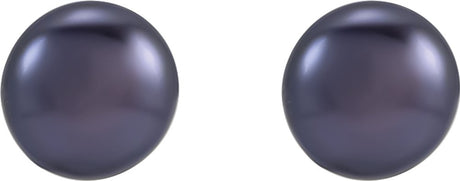 14K Yellow Gold 3.5-4 mm Cultured Black Freshwater Button Pearl Earrings