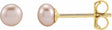14K Yellow Gold Cultured Pink Freshwater Pearl Earrings