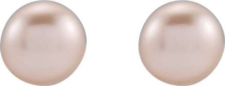14K Yellow Gold Cultured Pink Freshwater Pearl Earrings