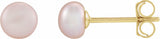 14K Yellow Gold Cultured Pink Freshwater Pearl Earrings