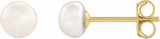 14K Yellow Gold 4-4.5 mm Cultured White Freshwater Button Pearl Earrings