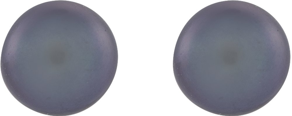 14K Yellow Gold 4-4.5 mm Cultured Black Freshwater Button Pearl Earrings