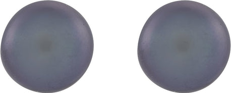 14K Yellow Gold 4-4.5 mm Cultured Black Freshwater Button Pearl Earrings
