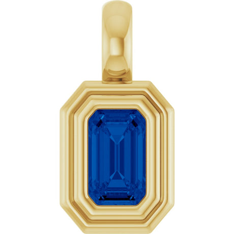 14K Yellow Gold Lab-Grown Blue Sapphire Charm/Pendant