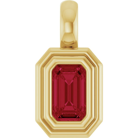 14K Yellow Gold Lab-Grown Ruby Charm/Pendant
