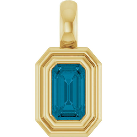 14K Yellow Gold Natural London Blue Topaz Charm/Pendant
