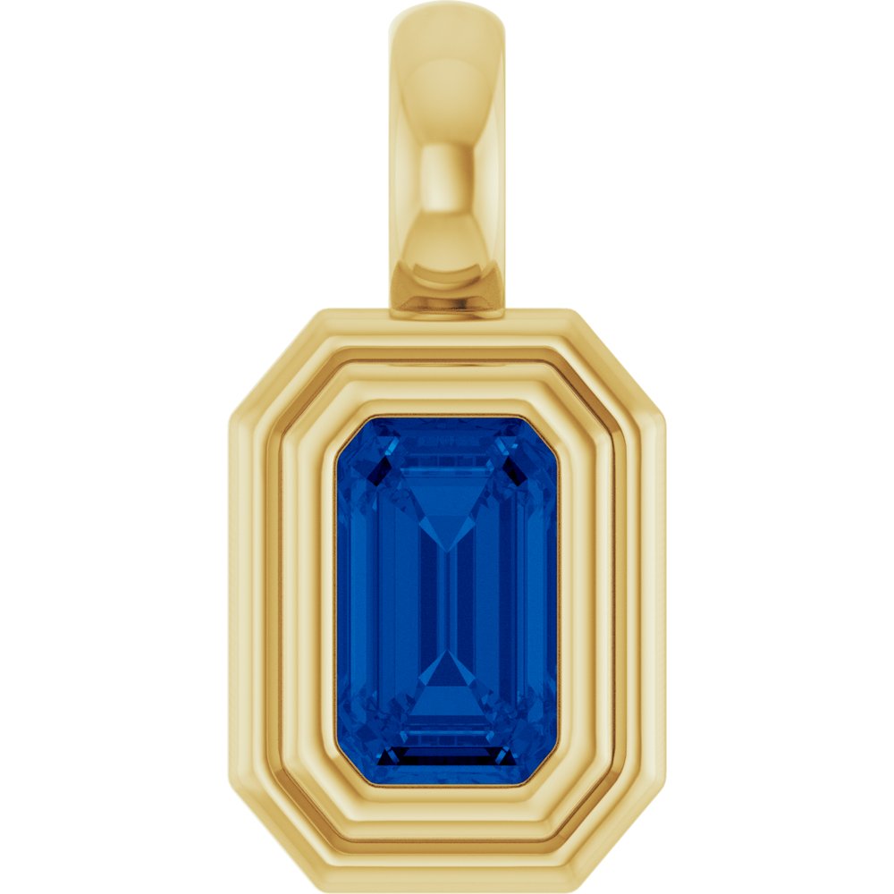 14K Yellow Gold Lab-Grown Blue Sapphire Charm/Pendant