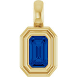 14K Yellow Gold Lab-Grown Blue Sapphire Charm/Pendant
