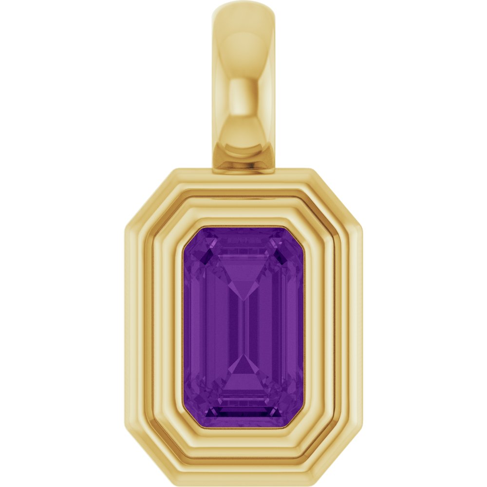 14K Yellow Gold Natural Amethyst Charm/Pendant
