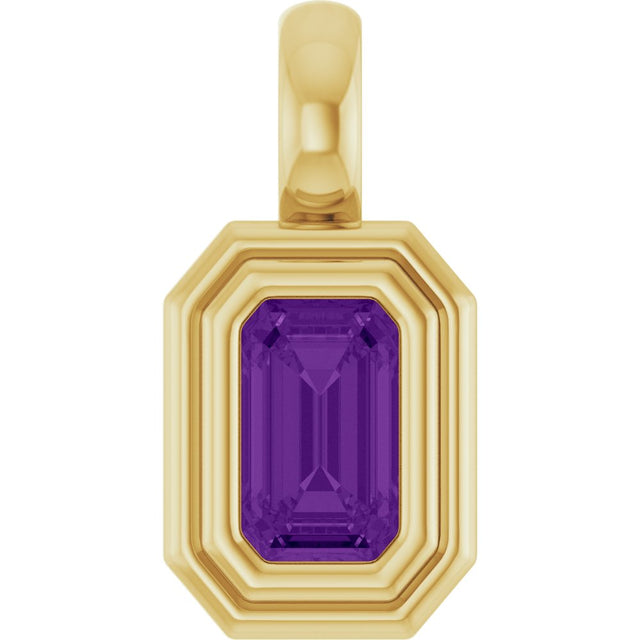 14K Yellow Gold Natural Amethyst Charm/Pendant