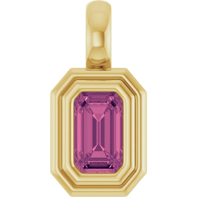 14K Yellow Gold Natural Pink Tourmaline Charm/Pendant