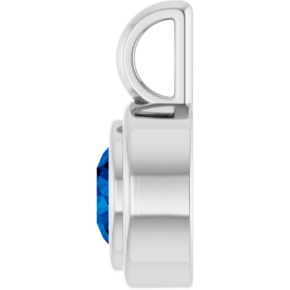 Sterling Silver Lab-Grown Blue Sapphire Charm/Pendant