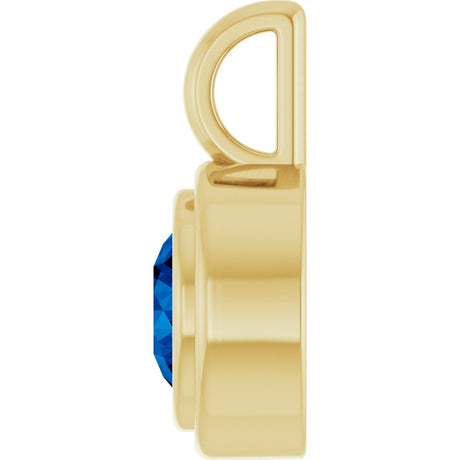 14K Yellow Gold Lab-Grown Blue Sapphire Charm/Pendant