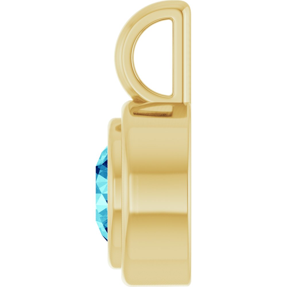 14K Yellow Gold Natural Blue Zircon Charm/Pendant
