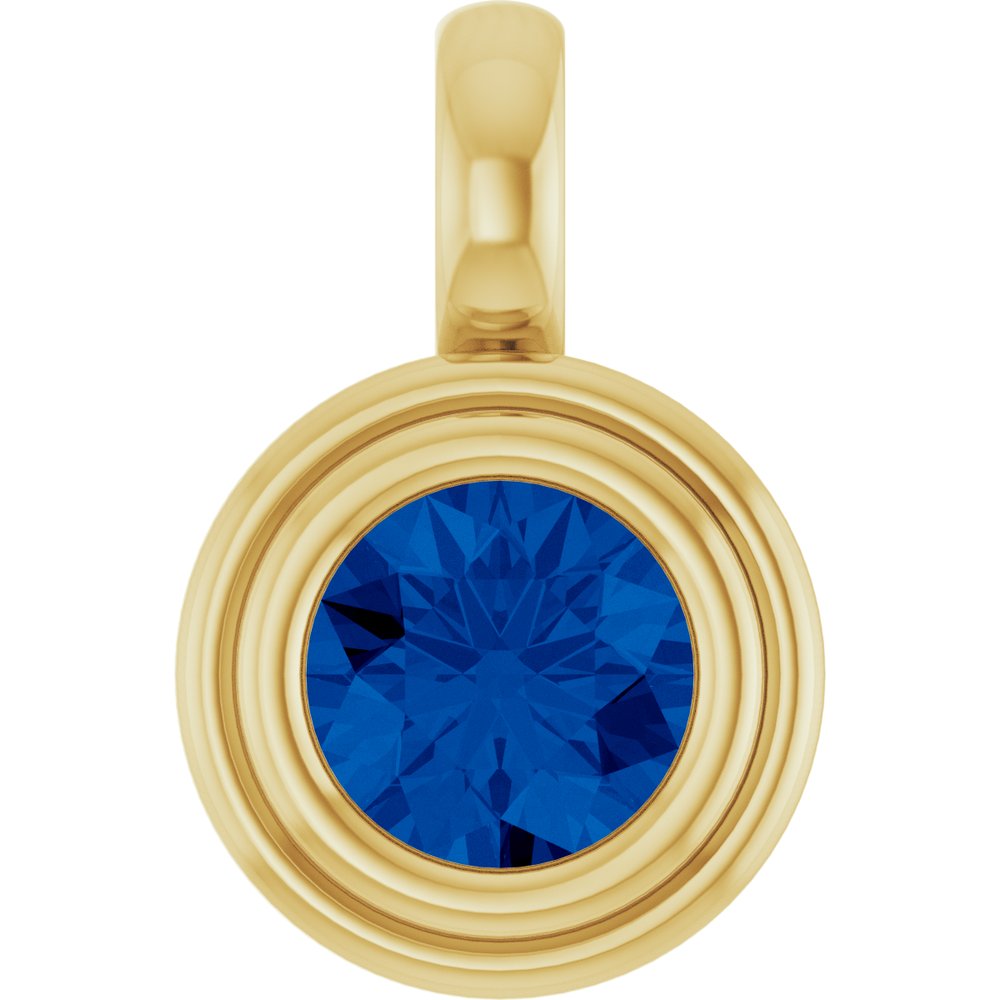 14K Yellow Gold Lab-Grown Blue Sapphire Charm/Pendant