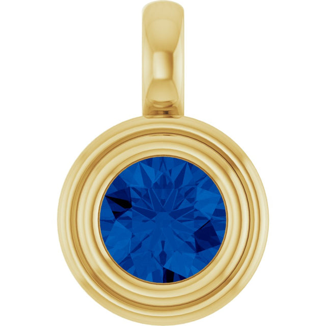 14K Yellow Gold Lab-Grown Blue Sapphire Charm/Pendant