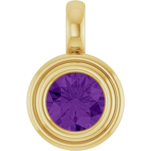 14K Yellow Gold Natural Amethyst Charm/Pendant