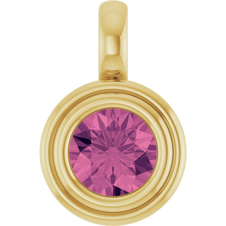 14K Yellow Gold Natural Pink Tourmaline Charm/Pendant
