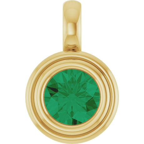 14K Yellow Gold Lab-Grown Emerald Charm/Pendant