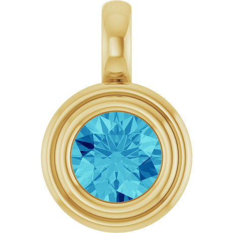 14K Yellow Gold Natural Blue Zircon Charm/Pendant