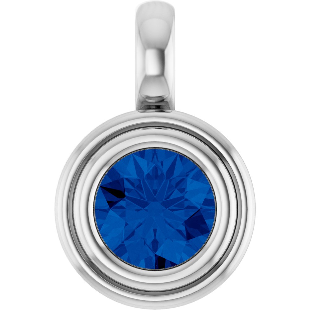 Sterling Silver Lab-Grown Blue Sapphire Charm/Pendant