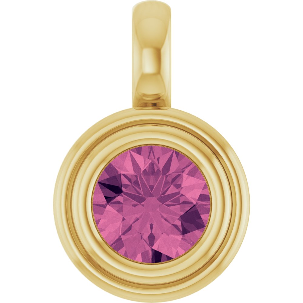 14K Yellow Gold Natural Pink Tourmaline Charm/Pendant