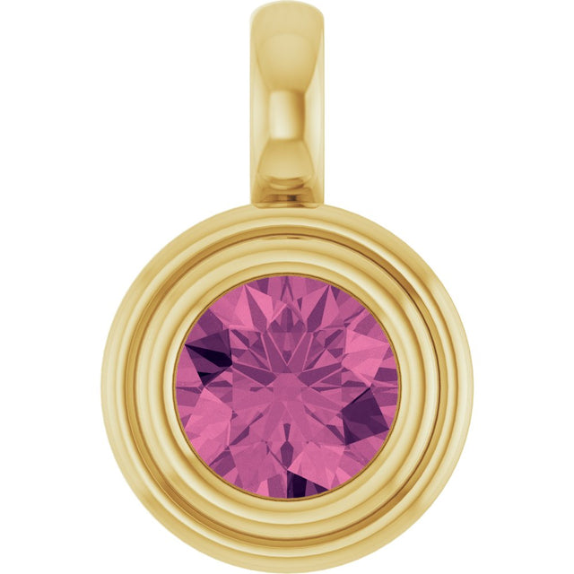 14K Yellow Gold Natural Pink Tourmaline Charm/Pendant