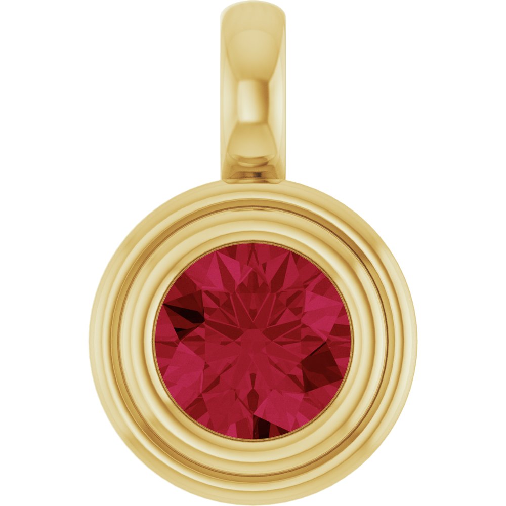 14K Yellow Gold Lab-Grown Ruby Charm/Pendant