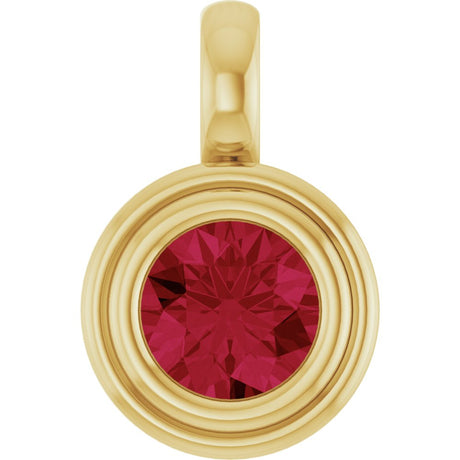14K Yellow Gold Lab-Grown Ruby Charm/Pendant