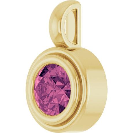 14K Yellow Gold Natural Pink Tourmaline Charm/Pendant