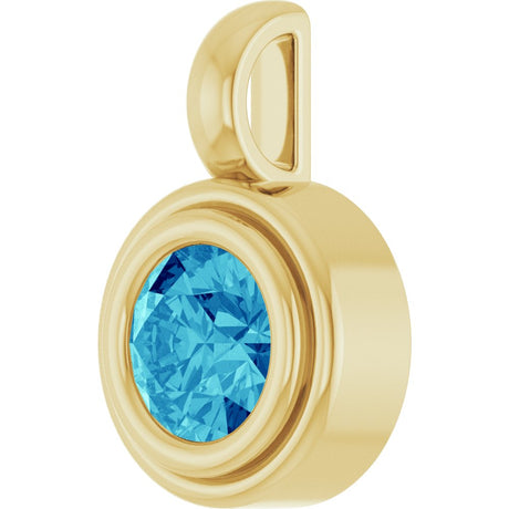 14K Yellow Gold Natural Blue Zircon Charm/Pendant