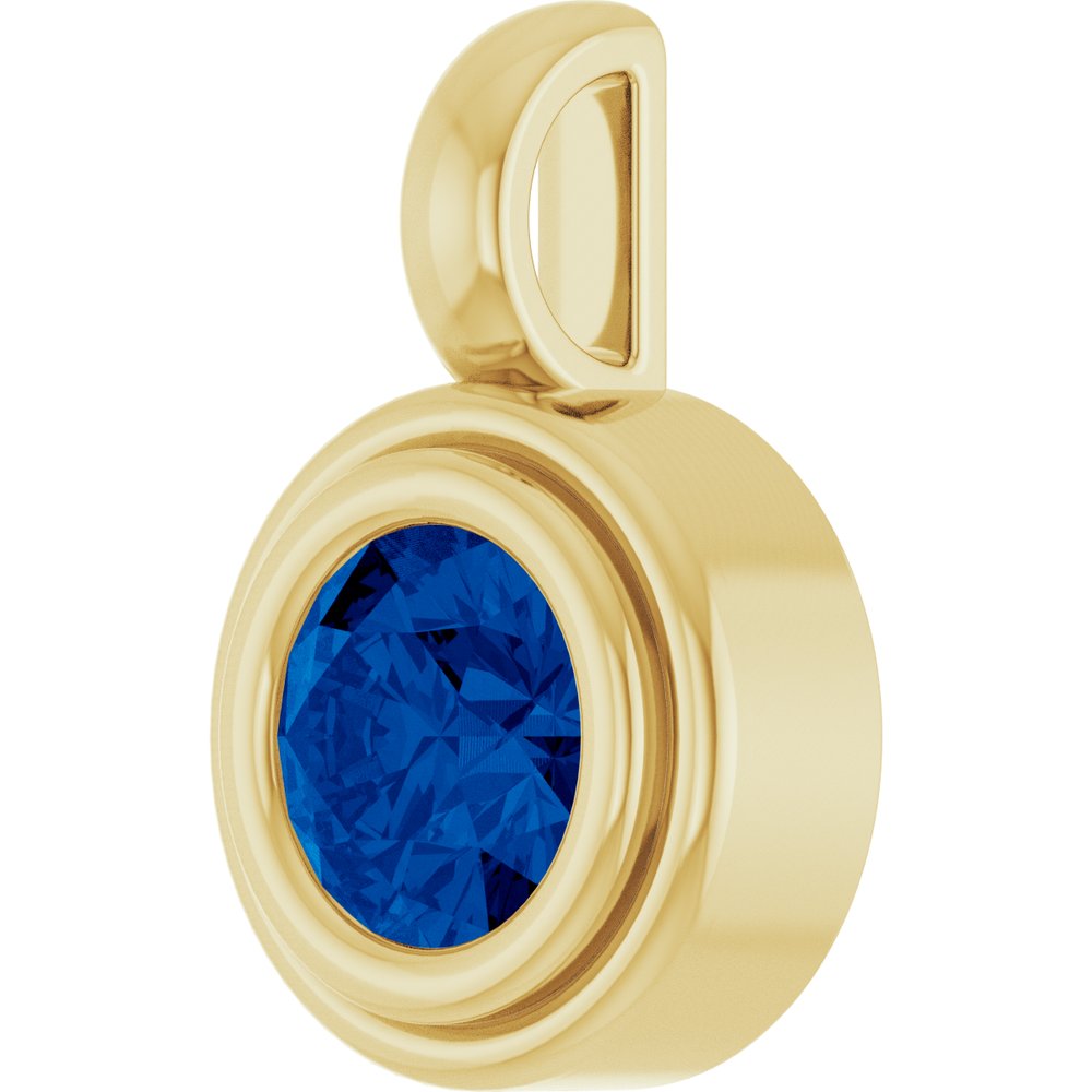 14K Yellow Gold Lab-Grown Blue Sapphire Charm/Pendant