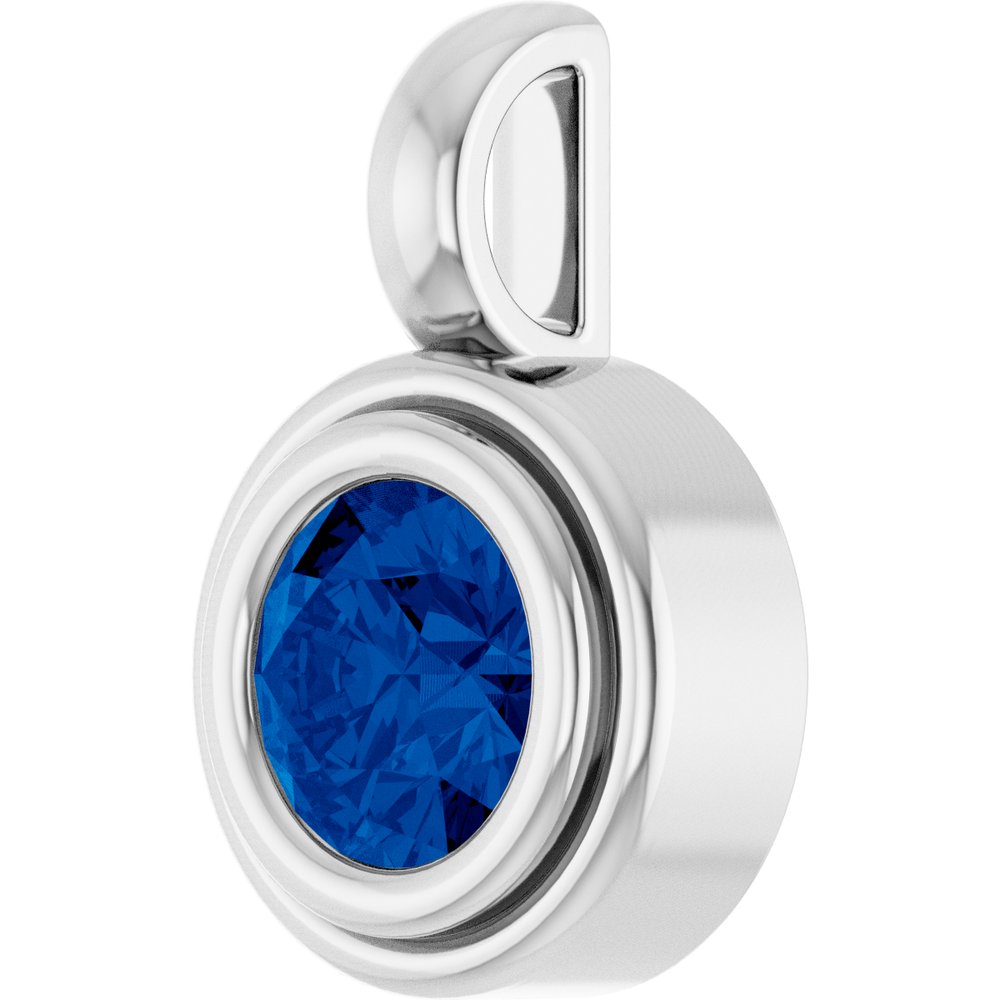 Sterling Silver Lab-Grown Blue Sapphire Charm/Pendant