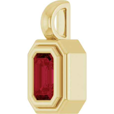 14K Yellow Gold Lab-Grown Ruby Charm/Pendant