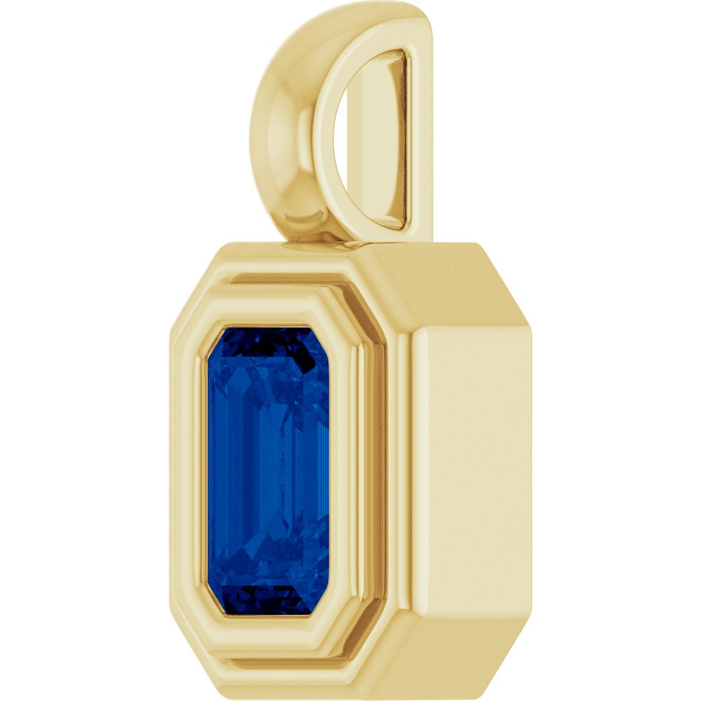 14K Yellow Gold Lab-Grown Blue Sapphire Charm/Pendant