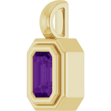 14K Yellow Gold Natural Amethyst Charm/Pendant