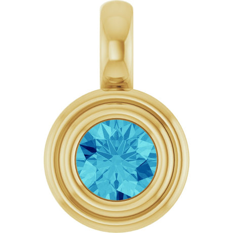 14K Yellow Gold Natural Blue Zircon Charm/Pendant