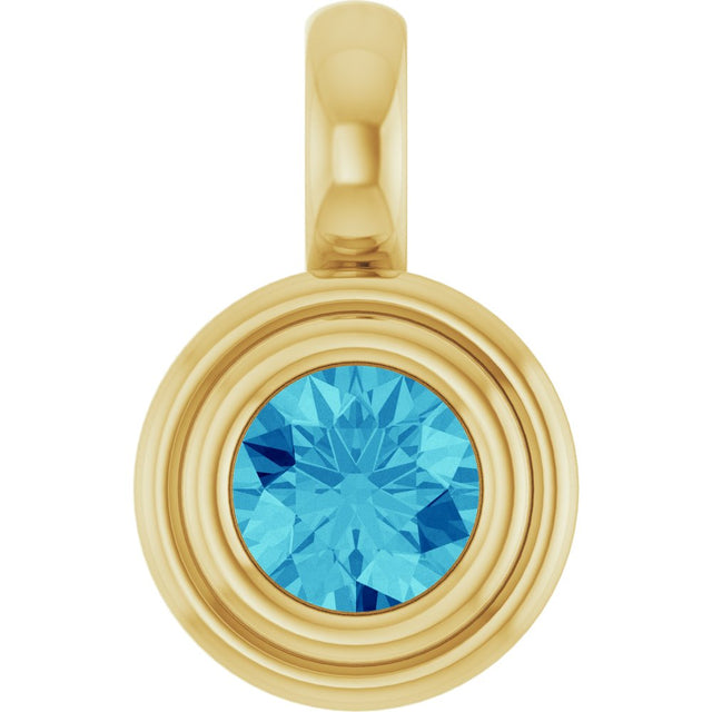 14K Yellow Gold Natural Blue Zircon Charm/Pendant
